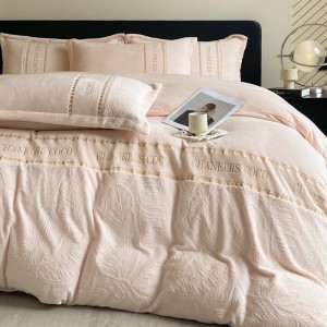 Light luxury style banana leaf milk velvet embroidery four-piece set