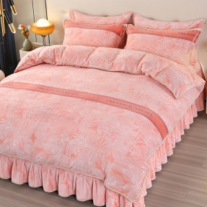 Bed Skirt Style Milk Fleece Four-Piece Bedding Set Mink Flannel Bedding Set