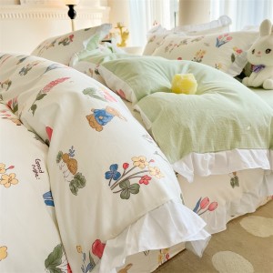 Exquisite and elegant all-cotton printed four-piece set