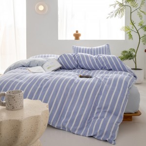 Stylish wide striped washed cotton four-piece set