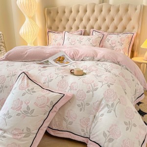 New milk velvet wide-edge Kai line carved four-piece set