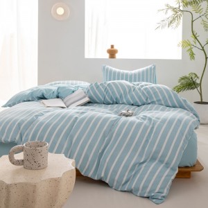 Stylish wide striped washed cotton four-piece set