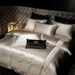 New Style Gray High-end Silk Satin Long-staple Cotton Jacquard Series Four-piece Bedding Set