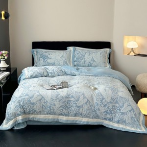 Three-dimensional craft milk velvet carved wide-edged two-color four-piece suit