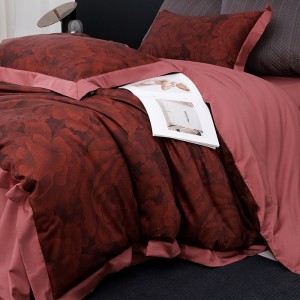 Red elegant elegant satin digital print four-piece set