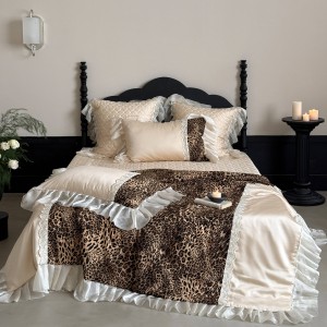 High-quality satin lyocell colored bed sheets exquisite single size  printing quilt cover lace home textile bedding set manufacture