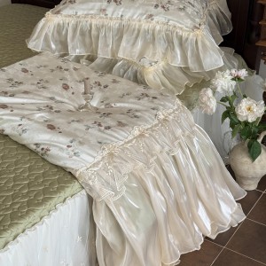 Lyocell single white pastoral style home hotel textile high-end lace bedroom bedding summer cool quilts manufacture