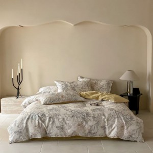 50 Count Pure Cotton Digital Printing Duvet Quilt Comforter Cover Queen King Bed Sheet Floral Plant Bedding Set