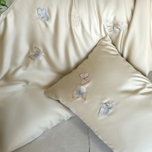 Hot selling lyocell 4-pieces textile ODM coverlets embroidery bedsheets simple style white bed linen bedding set wholesaler