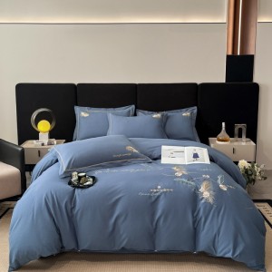 Pure cotton pure cotton long-staple cotton high-density double stitching embroidery four-piece set