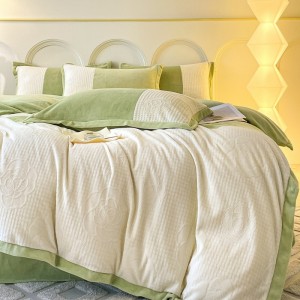 Household milk velvet light luxury wide-edge embroidery four-piece set