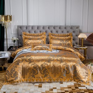 Lace-trimmed European-style satin jacquard four-piece set gift box