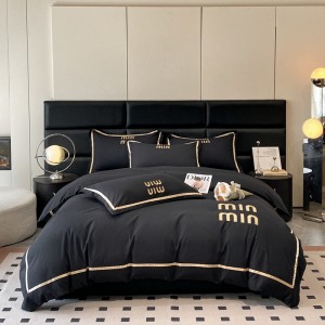 Atmospheric skin-friendly cotton ribbon embroidery light luxury four-piece suit