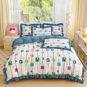 Skin-friendly Class A bubble cotton bed cover four-piece set
