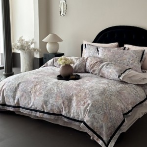 A Class Long Staple Cotton Bed Sheets Digital Plant Printing Duvet Quilt Comforter Cover Pillowcases Pink Designer Bedding Set