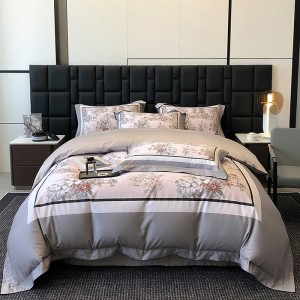 Elegant Lenzing Tencel Cotton Digital Print Wide-Brim Four-Piece Set