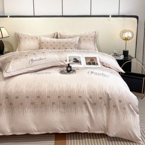 Thickened brushed cotton printed comforter quilt cover bed sheets four-piece bedding set