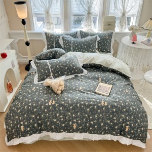 40s romantic twill cotton edge home four-piece set