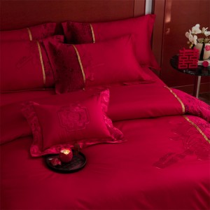 New new Chinese wedding pure cotton embroidery four-piece suit