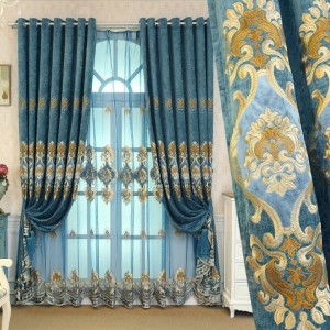 Chenille embroidered double-sided chenille appliqué, embroidered gauze European-style curtains