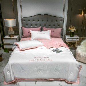 Spring and summer hot style washed cotton light luxury embroidery summer quilt four-piece set