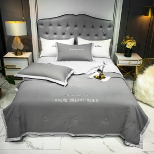 Spring and summer hot style washed cotton light luxury embroidery summer quilt four-piece set