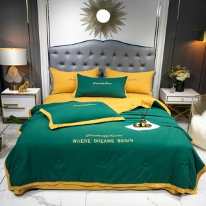 Spring and summer hot style washed cotton light luxury embroidery summer quilt four-piece set