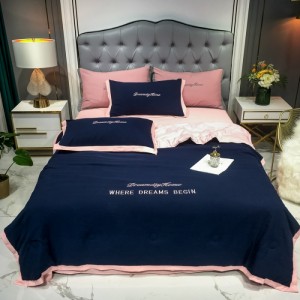 Spring and summer hot style washed cotton light luxury embroidery summer quilt four-piece set