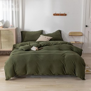Household exquisite pure cotton knitted cotton printed and dyed solid color four-piece set