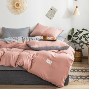 Solid color two-piece washed cotton student four-piece set