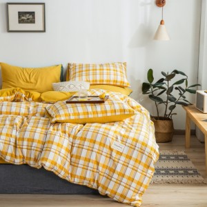 Solid color two-piece washed cotton student four-piece set