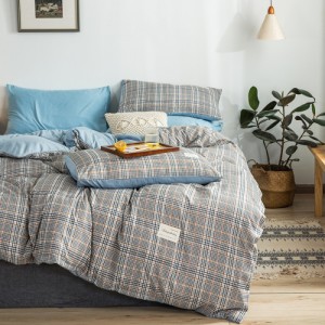 Solid color two-piece washed cotton student four-piece set