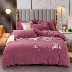 Pure cotton jet thickened brushed single quilt cover printed four-piece set