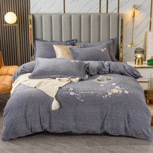 Pure cotton jet thickened brushed single quilt cover printed four-piece set