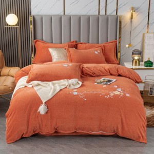 Pure cotton jet thickened brushed single quilt cover printed four-piece set