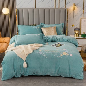 Pure cotton jet thickened brushed single quilt cover printed four-piece set