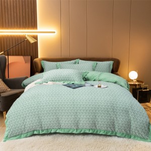 Luxurious Gray New Embroidery and Carving Style Milk Velvet Pink Four-piece Bedding Set