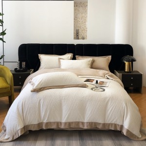 High-end Icelandic Relief and Carving Style Milk Warm Velvet Light-colored Household Four-piece Bedding Set