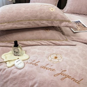 Control who can access your files Pink milk velvet embroidered relief velvet small fragrant tea white four piece set