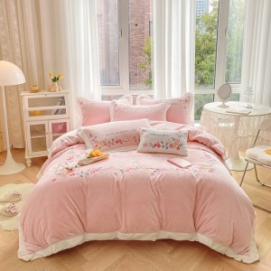 New high-weight princess-style milk velvet embroidery four-piece set