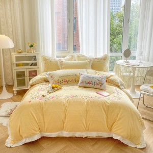 New high-weight princess-style milk velvet embroidery four-piece set