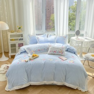 New high-weight princess-style milk velvet embroidery four-piece set