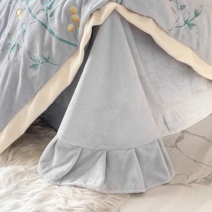 New Korean version of high-quality milk velvet precision embroidery lace design four-piece set