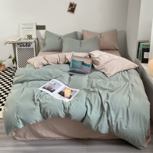 New two-piece washed cotton solid color four-piece set