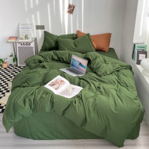 New two-piece washed cotton solid color four-piece set