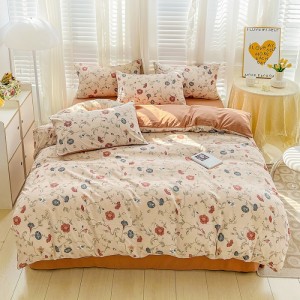 Hot-selling French-style double-layer cotton and linen washed four-piece set