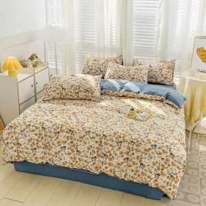 Hot-selling French-style double-layer cotton and linen washed four-piece set