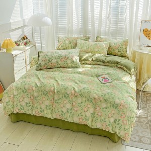 Hot-selling French-style double-layer cotton and linen washed four-piece set