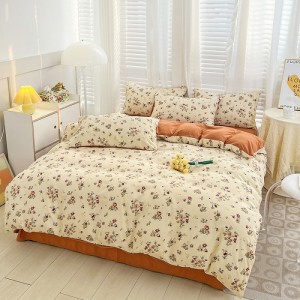 Hot-selling French-style double-layer cotton and linen washed four-piece set