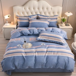 Thickened 100% cotton active brushed four-piece set, pure cotton three-piece set
